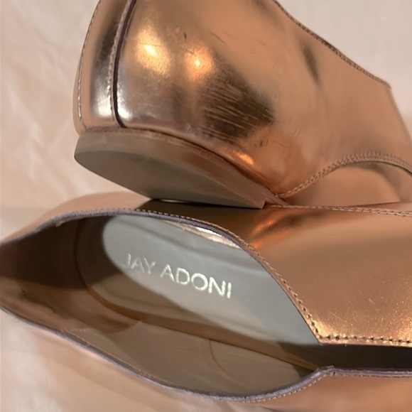 Jay Adoni Vero Cuoio Rose Gold Leather Slip On Pink Pointed Toe Flat W size 7.5 - Picture 3 of 12